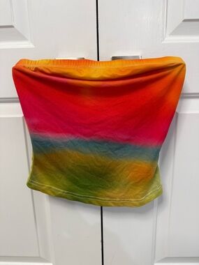 SHEIN Strapless Ombre Tube Top in Red, Orange, Green